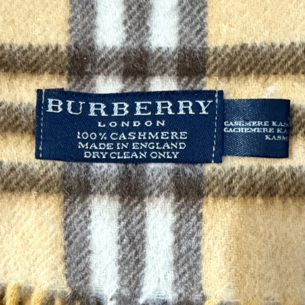 Burberry Cashmere Mustard and Brown Checkered Scarf - Picture 2 of 5